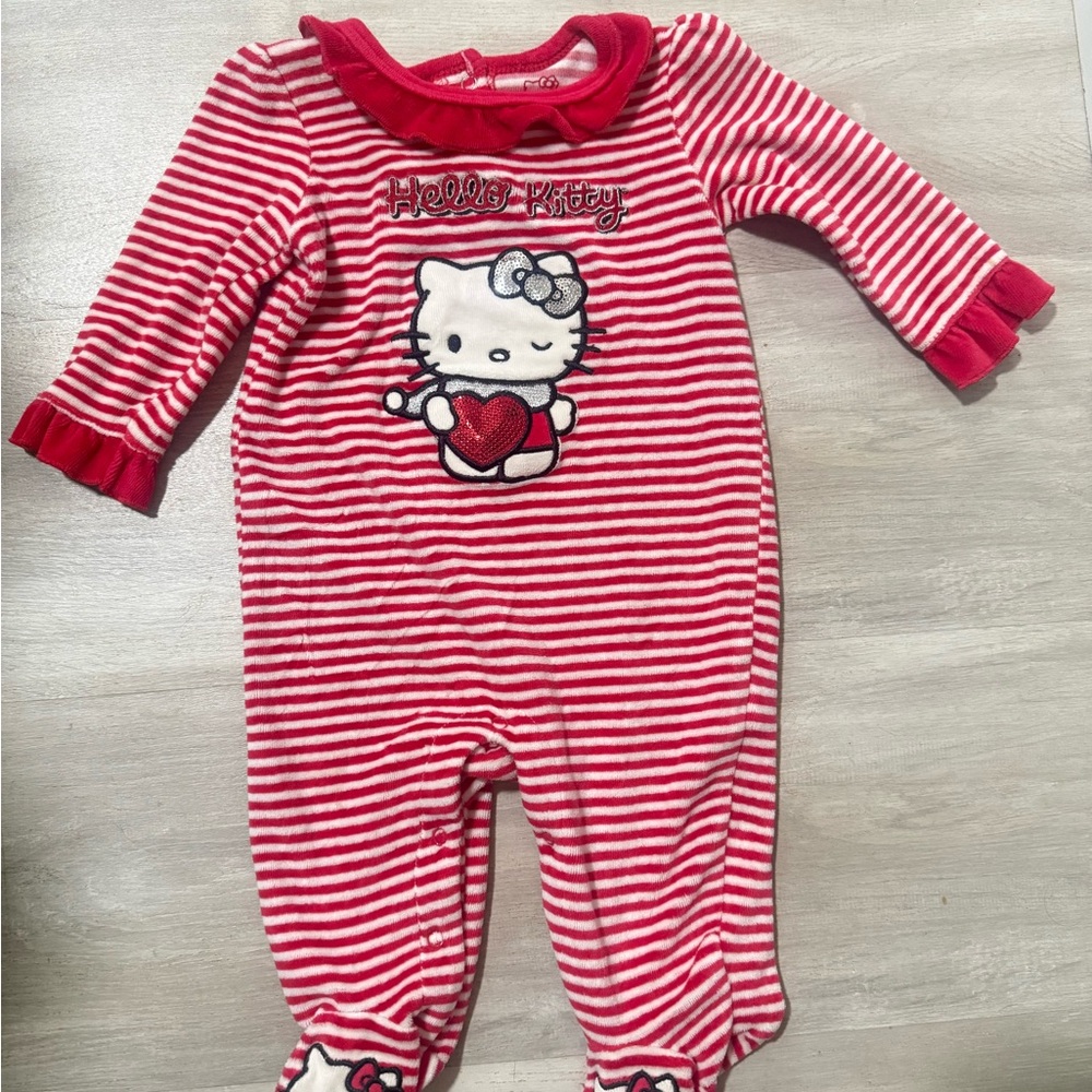 Hello Kitty red and White Striped Kids Footie